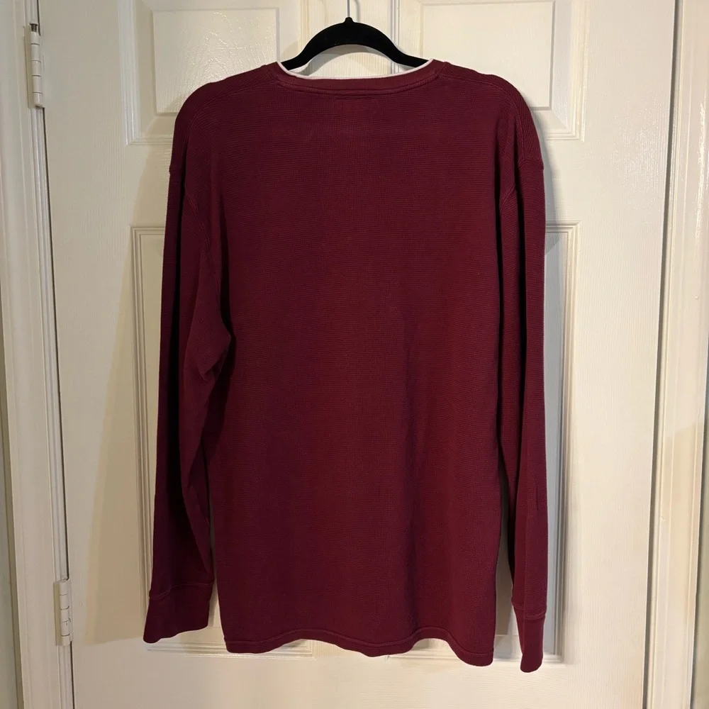 Polo Ralph Lauren XL Burgundy Waffle Knit Thermal Long Sleeve Shirt Cotton